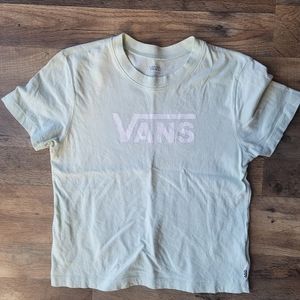 Kids Vans logo crop top shirt, pale mint green and white, XL 16